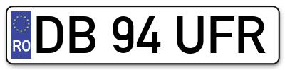 Placuta inmatriculare numar auto  DB-94-UFR, DB 94 UFR, DB94UFR
