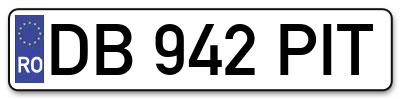 Placuta inmatriculare numar auto  DB-942-PIT, DB 942 PIT, DB942PIT