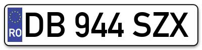 Placuta inmatriculare numar auto  DB-944-SZX, DB 944 SZX, DB944SZX
