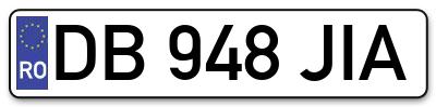 Placuta inmatriculare numar auto  DB-948-JIA, DB 948 JIA, DB948JIA