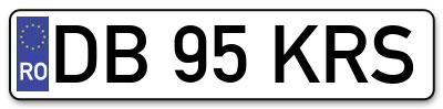 Placuta inmatriculare numar auto  DB-95-KRS, DB 95 KRS, DB95KRS