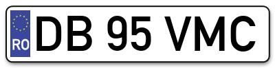 Placuta inmatriculare numar auto  DB-95-VMC, DB 95 VMC, DB95VMC