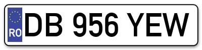 Placuta inmatriculare numar auto  DB-956-YEW, DB 956 YEW, DB956YEW