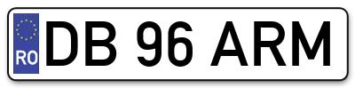 Placuta inmatriculare numar auto  DB-96-ARM, DB 96 ARM, DB96ARM