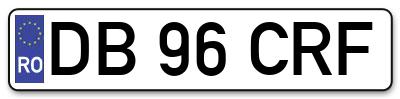 Placuta inmatriculare numar auto  DB-96-CRF, DB 96 CRF, DB96CRF
