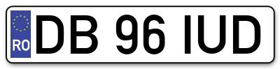 Placuta inmatriculare numar auto  DB-96-IUD, DB 96 IUD, DB96IUD