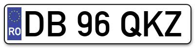 Placuta inmatriculare numar auto  DB-96-QKZ, DB 96 QKZ, DB96QKZ