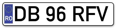 Placuta inmatriculare numar auto  DB-96-RFV, DB 96 RFV, DB96RFV