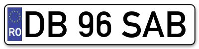 Placuta inmatriculare numar auto  DB-96-SAB, DB 96 SAB, DB96SAB