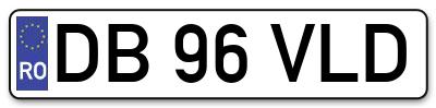 Placuta inmatriculare numar auto  DB-96-VLD, DB 96 VLD, DB96VLD