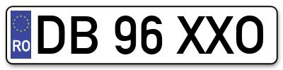 Placuta inmatriculare numar auto  DB-96-XXO, DB 96 XXO, DB96XXO
