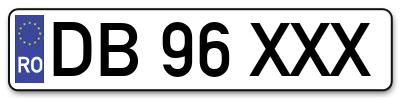 Placuta inmatriculare numar auto  DB-96-XXX, DB 96 XXX, DB96XXX