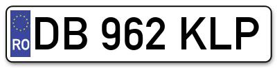 Placuta inmatriculare numar auto  DB-962-KLP, DB 962 KLP, DB962KLP