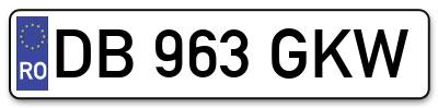 Placuta inmatriculare numar auto  DB-963-GKW, DB 963 GKW, DB963GKW