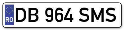 Placuta inmatriculare numar auto  DB-964-SMS, DB 964 SMS, DB964SMS