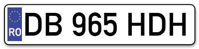 Placuta inmatriculare numar auto  DB-965-HDH, DB 965 HDH, DB965HDH