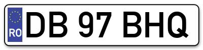 Placuta inmatriculare numar auto  DB-97-BHQ, DB 97 BHQ, DB97BHQ