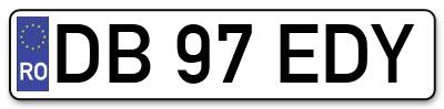 Placuta inmatriculare numar auto  DB-97-EDY, DB 97 EDY, DB97EDY