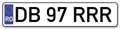 Placuta inmatriculare numar auto  DB-97-RRR, DB 97 RRR, DB97RRR