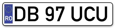 Placuta inmatriculare numar auto  DB-97-UCU, DB 97 UCU, DB97UCU