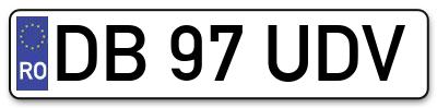 Placuta inmatriculare numar auto  DB-97-UDV, DB 97 UDV, DB97UDV