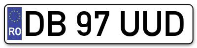 Placuta inmatriculare numar auto  DB-97-UUD, DB 97 UUD, DB97UUD