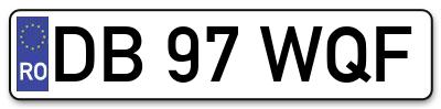 Placuta inmatriculare numar auto  DB-97-WQF, DB 97 WQF, DB97WQF