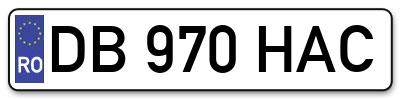 Placuta inmatriculare numar auto  DB-970-HAC, DB 970 HAC, DB970HAC