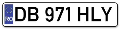 Placuta inmatriculare numar auto  DB-971-HLY, DB 971 HLY, DB971HLY