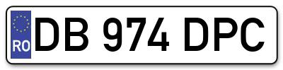 Placuta inmatriculare numar auto  DB-974-DPC, DB 974 DPC, DB974DPC
