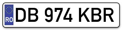 Placuta inmatriculare numar auto  DB-974-KBR, DB 974 KBR, DB974KBR