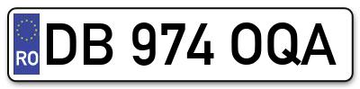 Placuta inmatriculare numar auto  DB-974-OQA, DB 974 OQA, DB974OQA