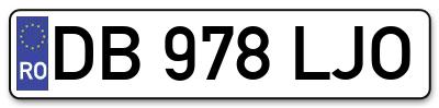 Placuta inmatriculare numar auto  DB-978-LJO, DB 978 LJO, DB978LJO