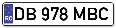 Placuta inmatriculare numar auto  DB-978-MBC, DB 978 MBC, DB978MBC