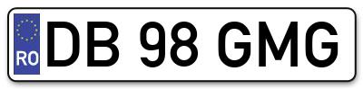 Placuta inmatriculare numar auto  DB-98-GMG, DB 98 GMG, DB98GMG