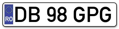 Placuta inmatriculare numar auto  DB-98-GPG, DB 98 GPG, DB98GPG
