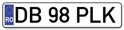 Placuta inmatriculare numar auto  DB-98-PLK, DB 98 PLK, DB98PLK