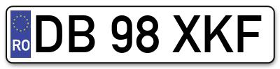 Placuta inmatriculare numar auto  DB-98-XKF, DB 98 XKF, DB98XKF