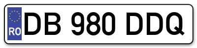 Placuta inmatriculare numar auto  DB-980-DDQ, DB 980 DDQ, DB980DDQ