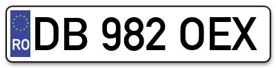 Placuta inmatriculare numar auto  DB-982-OEX, DB 982 OEX, DB982OEX