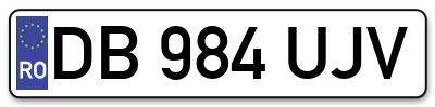 Placuta inmatriculare numar auto  DB-984-UJV, DB 984 UJV, DB984UJV