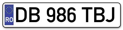 Placuta inmatriculare numar auto  DB-986-TBJ, DB 986 TBJ, DB986TBJ