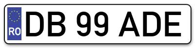 Placuta inmatriculare numar auto  DB-99-ADE, DB 99 ADE, DB99ADE