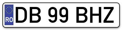 Placuta inmatriculare numar auto  DB-99-BHZ, DB 99 BHZ, DB99BHZ