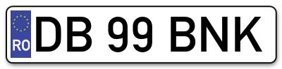 Placuta inmatriculare numar auto  DB-99-BNK, DB 99 BNK, DB99BNK