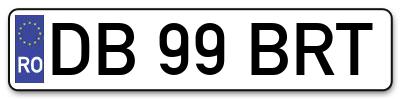 Placuta inmatriculare numar auto  DB-99-BRT, DB 99 BRT, DB99BRT