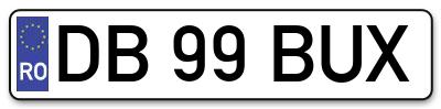 Placuta inmatriculare numar auto  DB-99-BUX, DB 99 BUX, DB99BUX