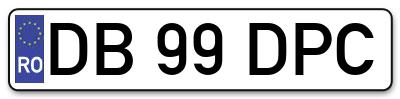 Placuta inmatriculare numar auto  DB-99-DPC, DB 99 DPC, DB99DPC