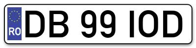 Placuta inmatriculare numar auto  DB-99-IOD, DB 99 IOD, DB99IOD