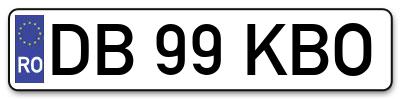 Placuta inmatriculare numar auto  DB-99-KBO, DB 99 KBO, DB99KBO